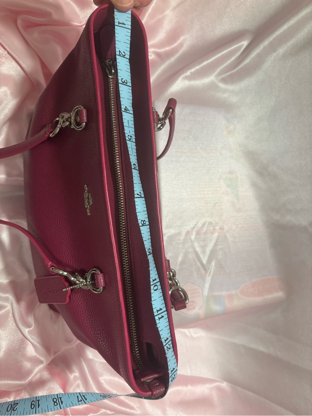 Coach Pebbled Leather Tote in Berry Plum - Picture 9 of 13